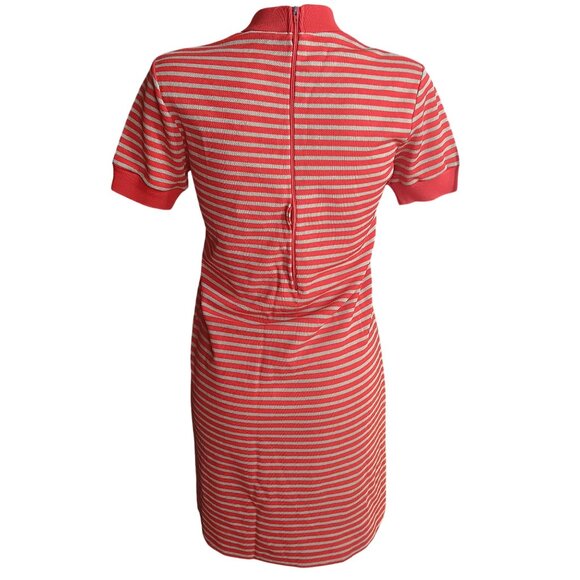 Medium Vintage Shirt Dress T-shirt Bee Logo Embroidery Back Zipper 1970's Mod - Picture 7 of 8